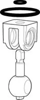 Illustration eines Ersatzteilsets für ein technisches Produkt von IMI Hydronic Engineering, bestehend aus einem Gehäuse mit O-Ringen und einem Kugelventil.